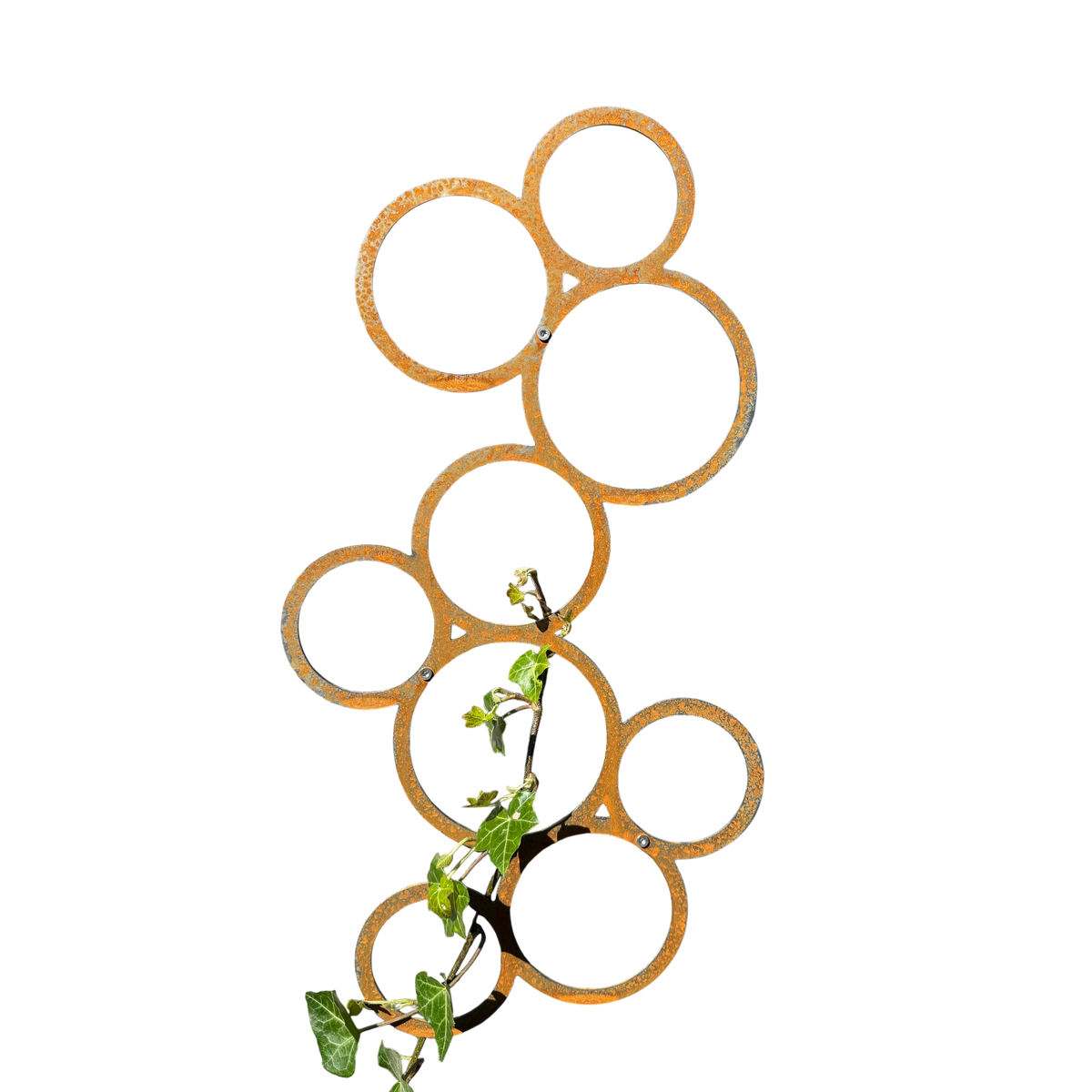 Klimplantrek BUBBLE van cortenstaal met rondjes motief voor klimplanten aan de buitenmuur